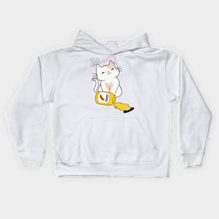 Cute Persian Cat Spilled a jar of mustard sauce Kids Hoodie